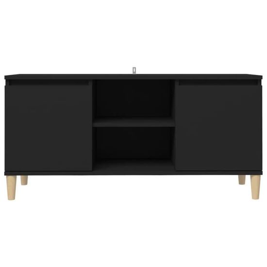 (805960) Meuble TV avec pieds en bois massif Noir 103,5x35x50 cm DBA