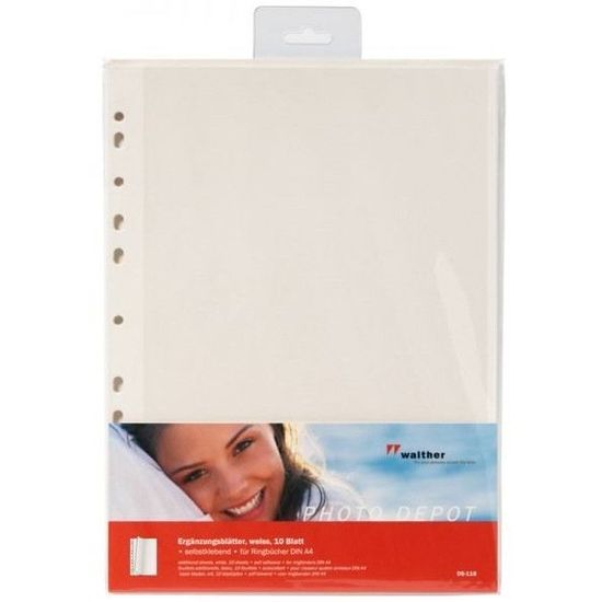 Système Classement Photos Recettes Feuilles Photo Autocollantes Walther DS- 118 - Blanc - 50 Feuilles A4 - Pour Album Système Classement Photos Recettes Feuilles Photo Autocollantes Walther DS- 118 - Blanc - 50 Feuilles A4 - Pour Album