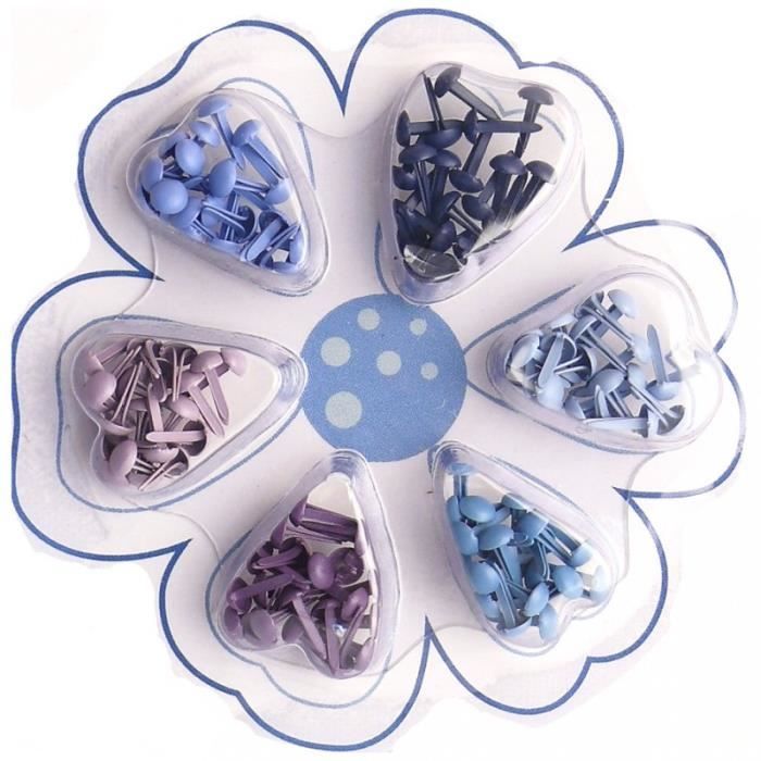 Attaches parisiennes bleu 6 couleurs 2mm 2 mm Bleu