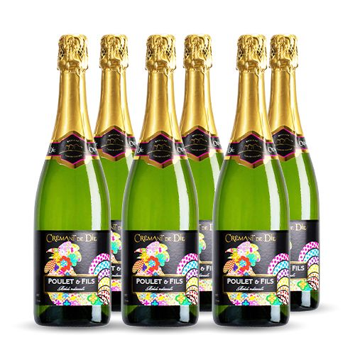 6 bouteilles - Champagne blanc - Effervescent - DOMAINE POULET Et Fils BRUT Crémant de Die Blanc 6x75cl