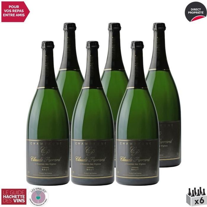Champagne Brut MAGNUM Blanc - Lot de 6x150cl - Champagne Claude Perrard - Cité Guide Hachette - Cépages Pinot Noir, Pinot Meunier, C