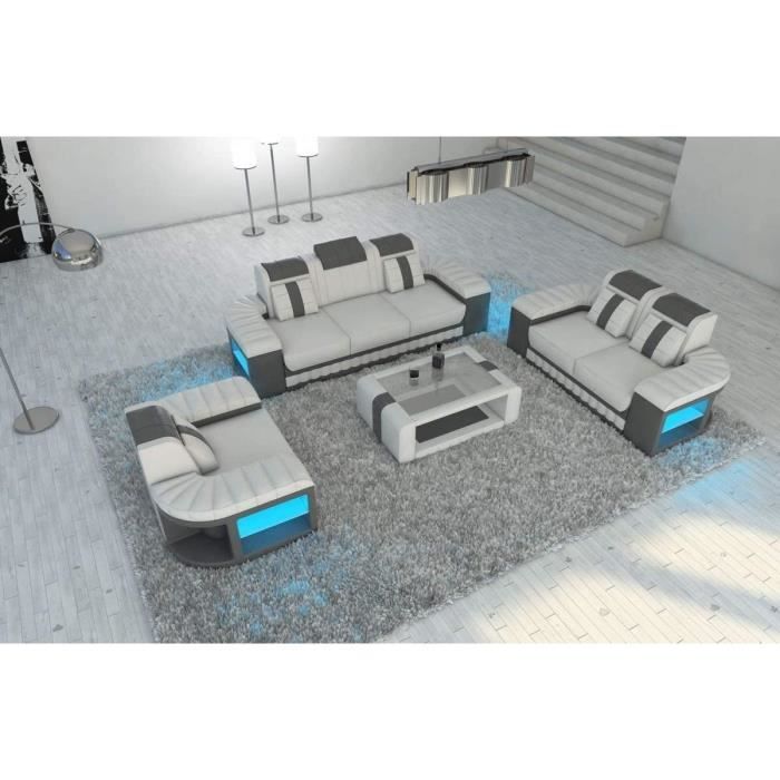 Cuir Sofa Lit 321 Bellagio Blanc Gris