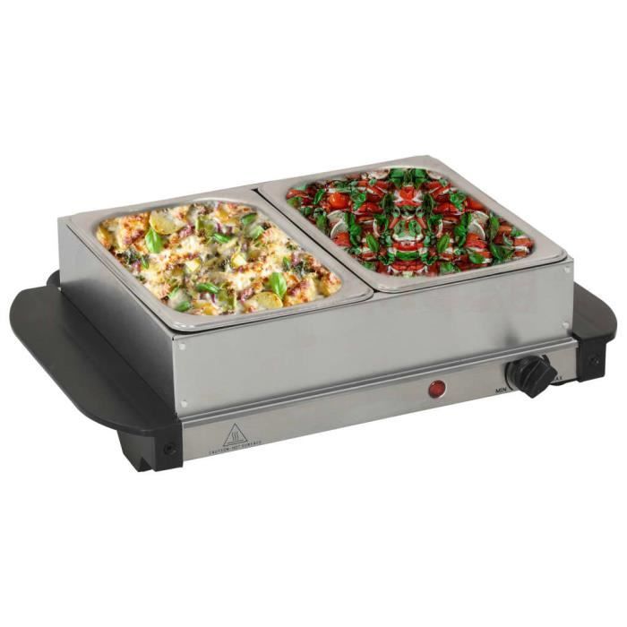 🕊8385Magnifique EXCELLENT - Serveur buffet Chauffe - Chauffe-Plats Chafing Dish Plaque Chauffante - Acier inoxydable 200 W 2x1,5 L
