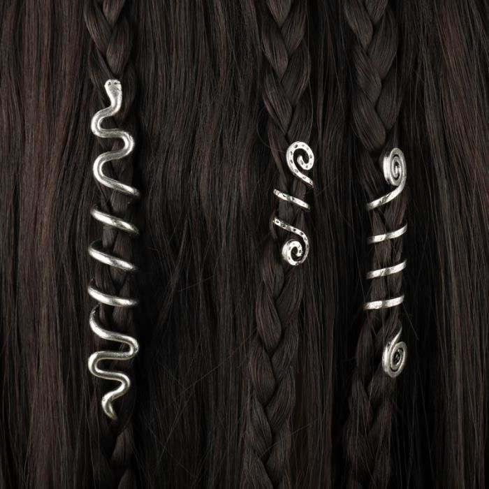bandeau - serre-tête -Viking spirale breloques perles pour tresses de cheveux pour barbe cheveux perl...- Modèle: D-412 -