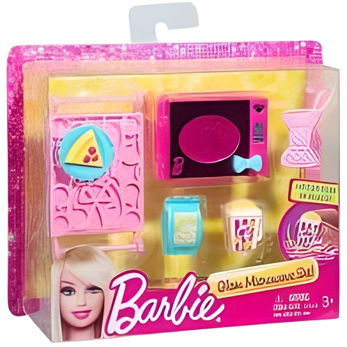 Mattel - Set micro-ondes et accessoires cuisine maison Barbie