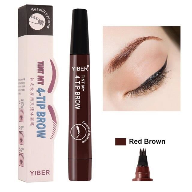 Crayon cosmétique pour les yeux, résistant à l'eau, style tatouage, pour les sourcils, feutre teinté à 4 lignes fine*KI3106