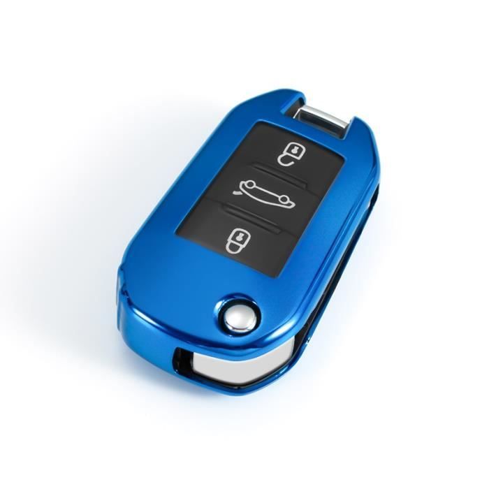 Coque clé,Belle nouvelle coque souple pour clé de voiture en plastique pour Citroen C4 CACTUS C5 C3 C4L Peugeot 508 - Type C-blue