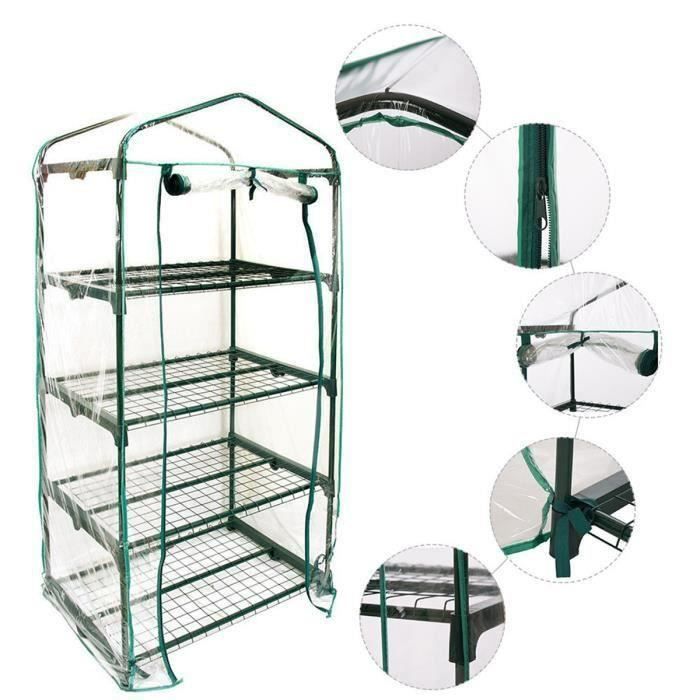 Housse Étui à Serre de Jardin 4 Niveaux 69cm × 49cm × 160cm Plante Durable Couverture Protection Anti Insect Mai33479