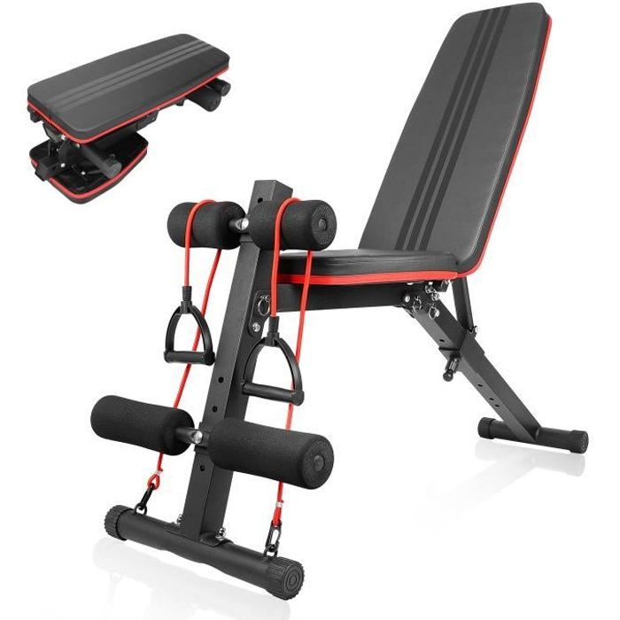 Bigzzia Banc de Musculation Pliable Banc de Poids Gymnastique à Domicile Bureau, Dossier réglables en 7 Positions