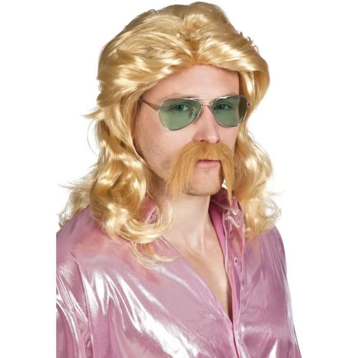 Perruques et postiches pour adultes Boland 85724 – Barry Blonde Longue perruque avec moustache, blond 70483