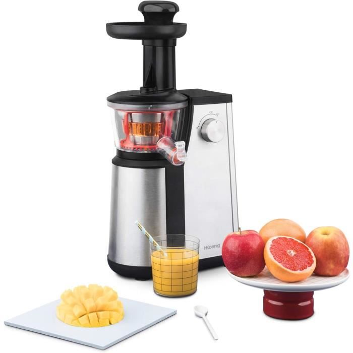 Extracteur de Jus de Fruits et Légumes Vertical GSX12 Noir-INOX Centrifugeuse Vitamin + sans BPA-82 mm Large Bouche-Pression