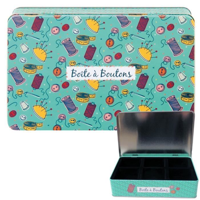 Boîte Compartimentée à Boutons DE FIL EN AIGUILLE Métal - Rangement Couture Idée Cadeau Original pour Femme - DLP Derrière La Porte