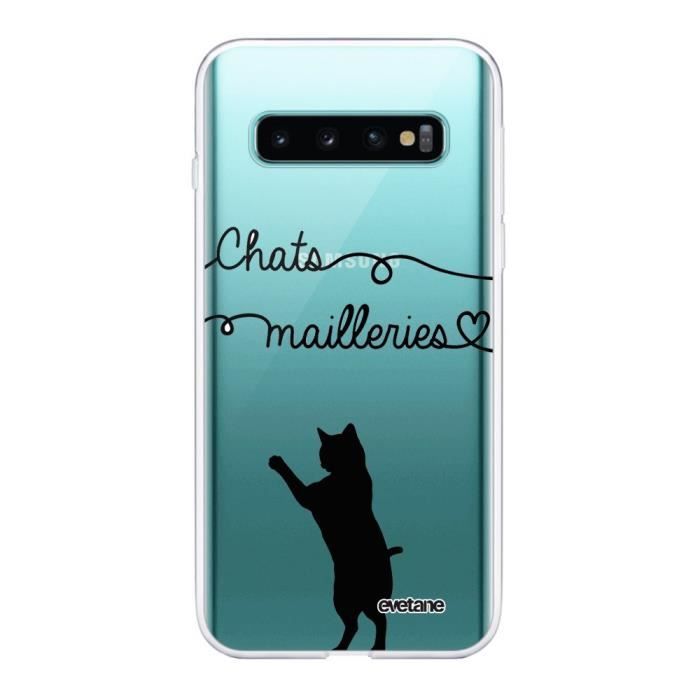 Coque Samsung Galaxy S10 360 intégrale transparente Chats Mailleries Ecriture Tendance Design Evetane.