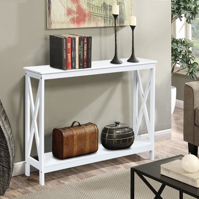 GIANTEX Console Meuble Entrée à 2 Étages de Rangement,Table d’Appoint,Table d’Entrée/Salon/Chambre,100x30x80 CM,Style Scandinave