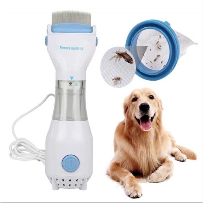 INN® Peigne anti-poux électrique pour chat chien animaux de compagnie Sans douleur 3 filtres jetables Attrape les puces efficace