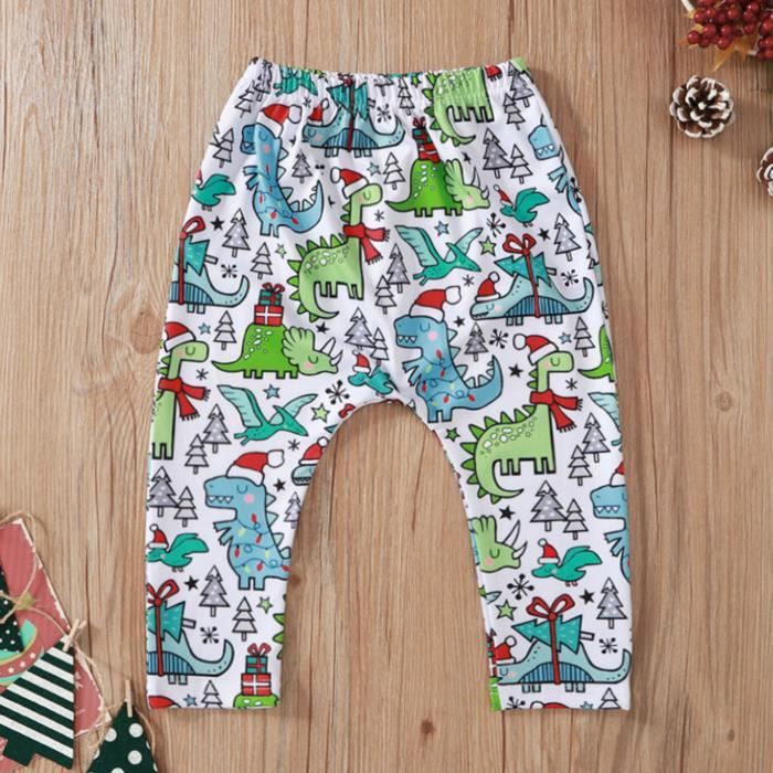 Nouveau bébé Bébé garçon Bébé fille Noël dessin animé imprimé motif pantalon survêtement