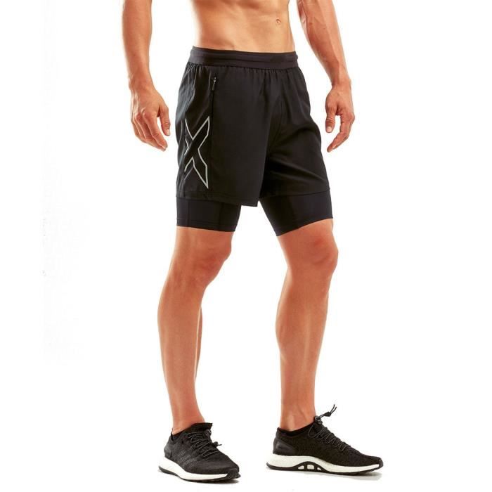 2XU Hommes XVENT 5- 2 in 1 Compression Short Bermuda Sport Pants Trousers Bas De