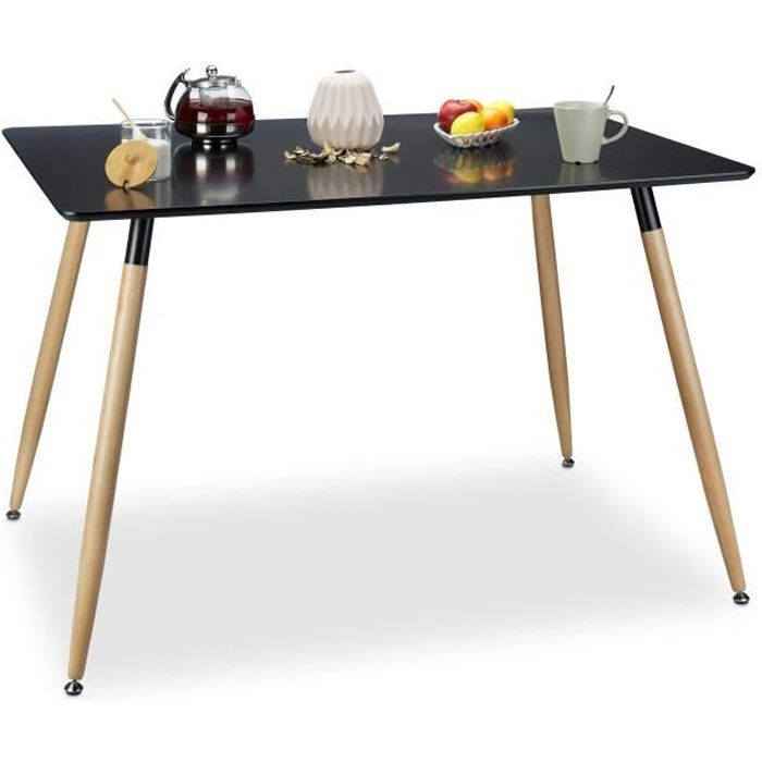 Relaxdays Table à manger ARVID rectangle table de salon table appoint en bois HxlxP: 75 x 120 x 80 cm design scandinave nordique, no