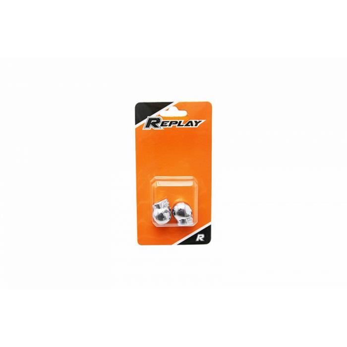PIECE DETACHEE DE PNEU Bouchon de valve Tete de mort chrome yeux bleu (Paire) - Replay
