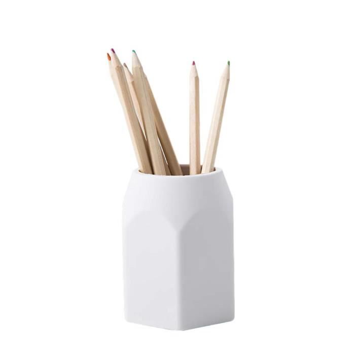 Blanc- Porte-Stylo Crayons Pot de Rangement en Silicone de Couleur Unie avec Base hexagonale