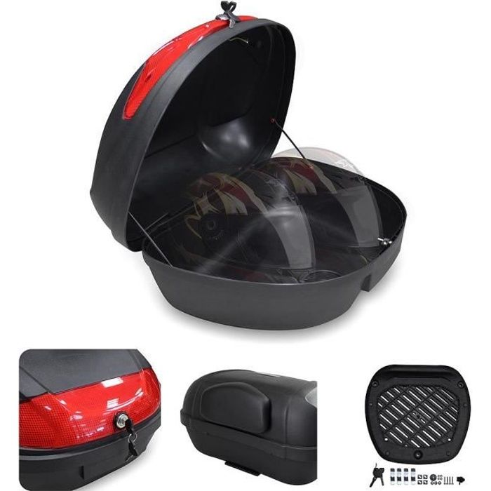 Top Case Universel, Coffre pour Casque, Noir, 52 Litre(s), with Back Pad, Matériau: PP, Plastique