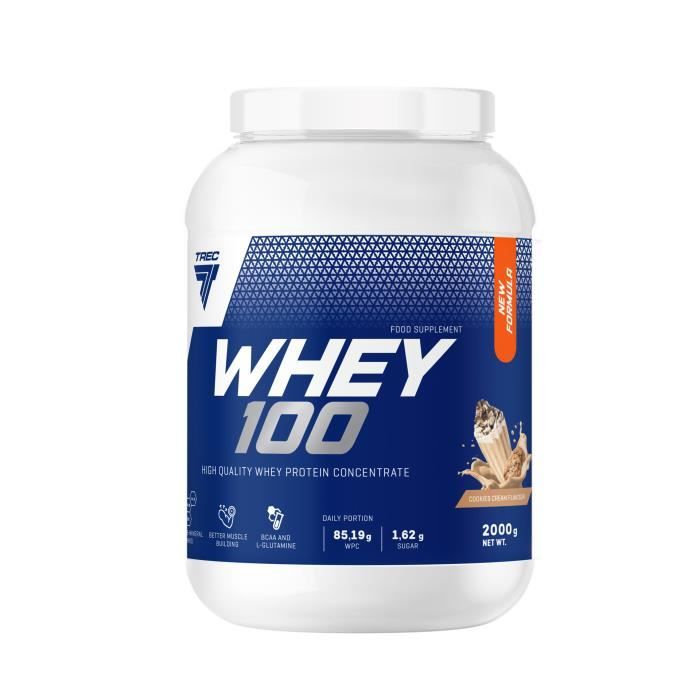 Whey 100 CHOCOLAT 2kg | Trec Nutrition | Proteines Zinc Vitamine D | Musculation Fitness