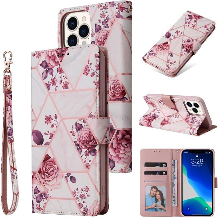 Coque Portefeuille Pour IPhone 14 Pro Max - Noire Avec Sangle - Neuf