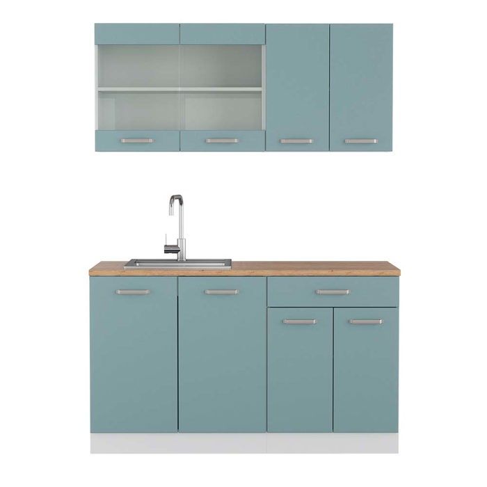 Cuisine R-Line 140cm PT Chêne Bleu-gris/Blanc Vicco 42326