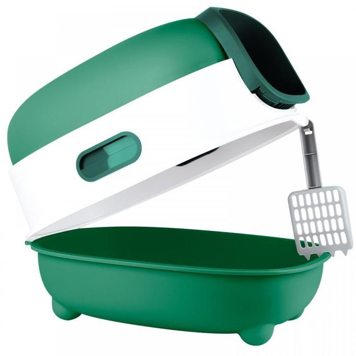 Meilleurs prix pour Bac à litière pour Chat avec pelle et 1 sachet déodorant - ERROLVES - Vert - Maison de toilette en PP - 40*39*56 CM