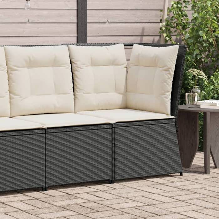 vidaXL Canapé d'angle de jardin avec coussins Résine tressée - vue 2