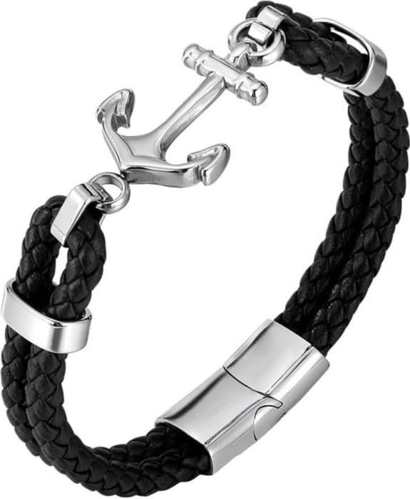 Casisto.J - Bracelet Homme En Cuir Véritable (noir, Bleu, Marron) - Fermeture Magnétique Acier - Cadeau élégant Avec Sac Offert - 7