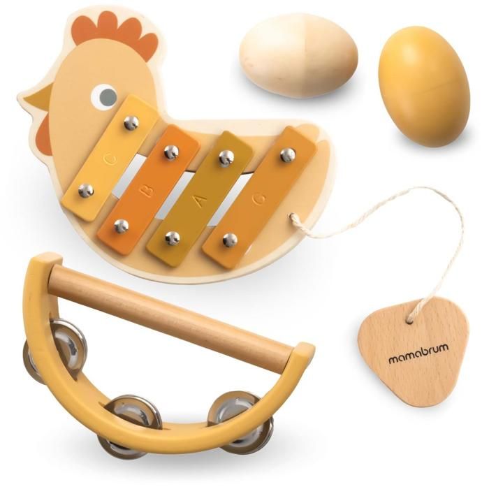 Centre Musical Enfant en Bois – Xylophone, Tambour et Jouet Éveil Sensoriel, Bébé 9 Mois+ Mamabrum - N/A - Enfant - 36.99