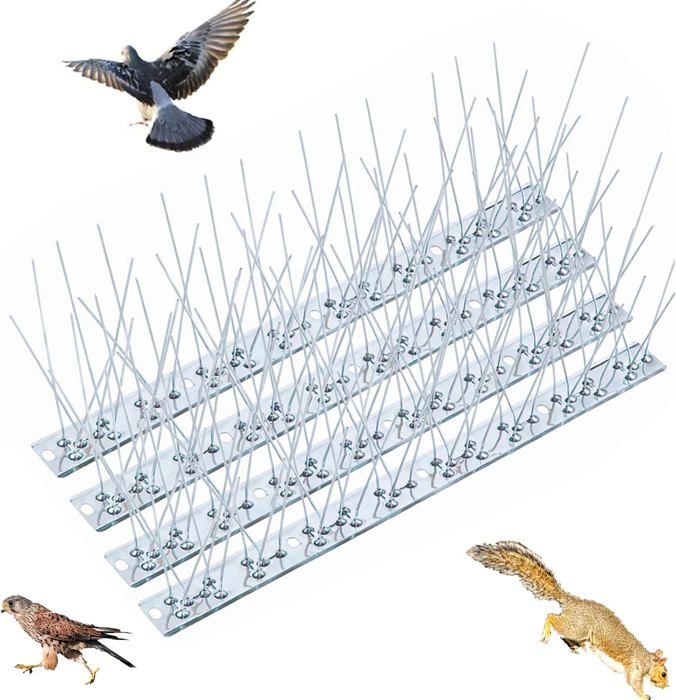 4PCS Pic Anti-Pigeon en Acier Inoxydable 25cm (Total 1 Mètre) Pic Anti Pigeon Pic Anti Chat pour Balcon Répulsif Oiseaux Jardin