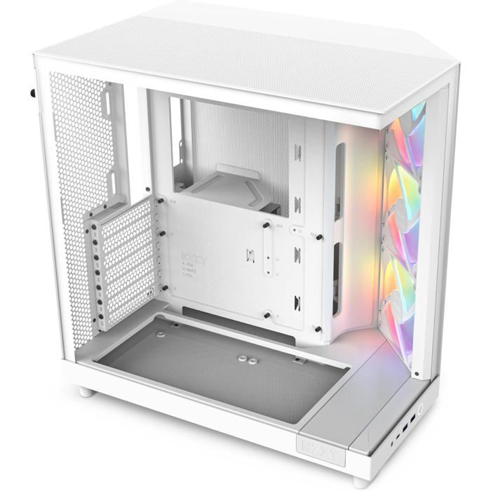 H6 Flow RGB  Boîtier Moyen-Tour Compact avec 3 Ventilateurs 120mm  Panneaux Verre  Blanc