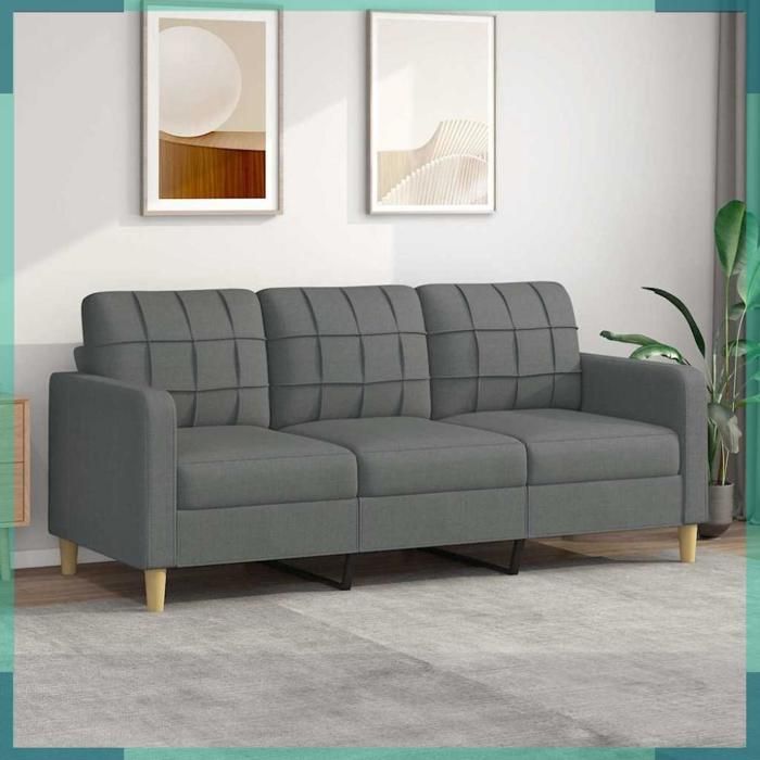 ASHATA Canapé à 3 places Gris foncé 180 cm Tissu -FHE359100