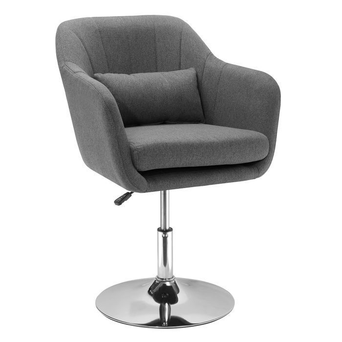 tabouret de travail chaise pivotante chaise de bureau hauteur réglable Lin polyester acier gris foncé 57 x 57 x 77 5 - 87 cm