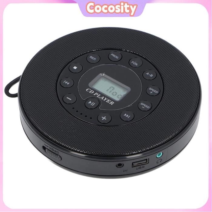Cocosity Lecteur CD rechargeable Lecteur CD portable Bluetooth avec haut-parleur Lecteur CD anti-saut pour son baladeur Blanc Noir