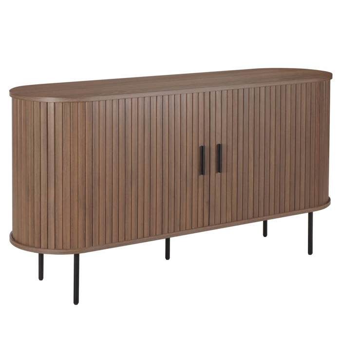Buffet 2 portes en mélaminé et acier 140 cm noyer Marius - Oviala Buffet 2 portes en mélaminé et acier 140 cm noyer Marius - Oviala