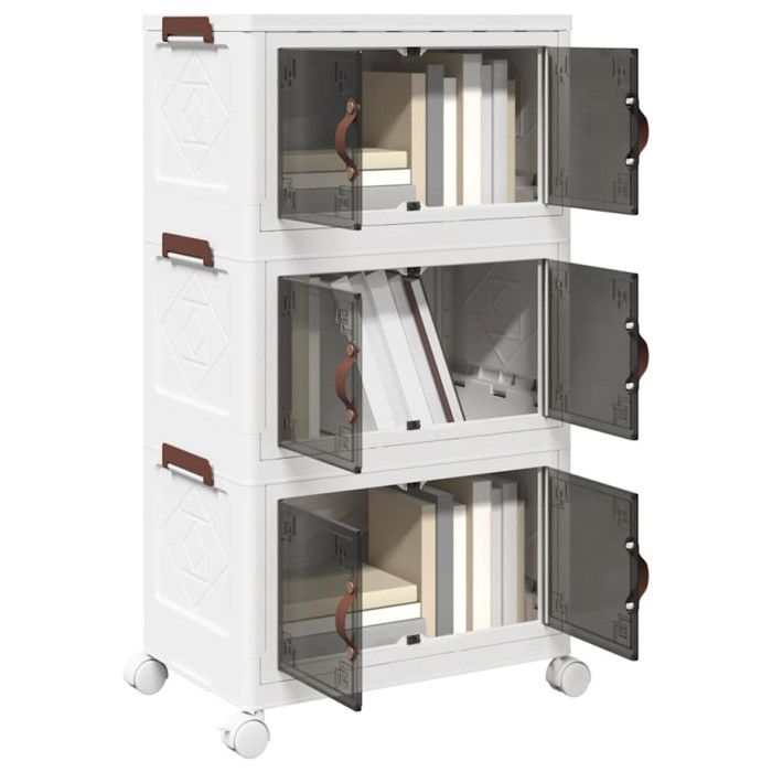 Boîte de rangement - VIDAXL - Modèle à 3 niveaux - 28 L - Empilable - Pliable - Roulettes avec frein