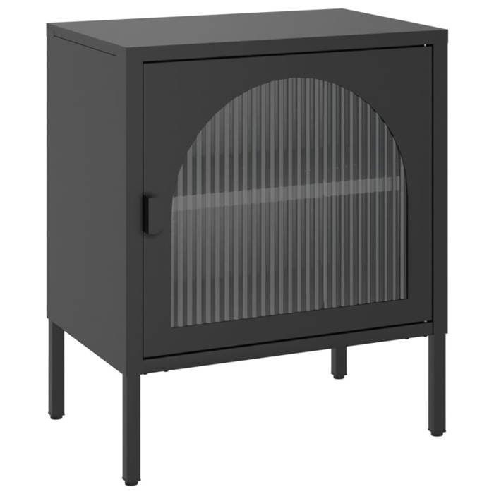 Remise Tables de chevet - 2 pcs - Décor chambre - noir 50 x 35 x 60 cm verre et acier Aspect chic*37743