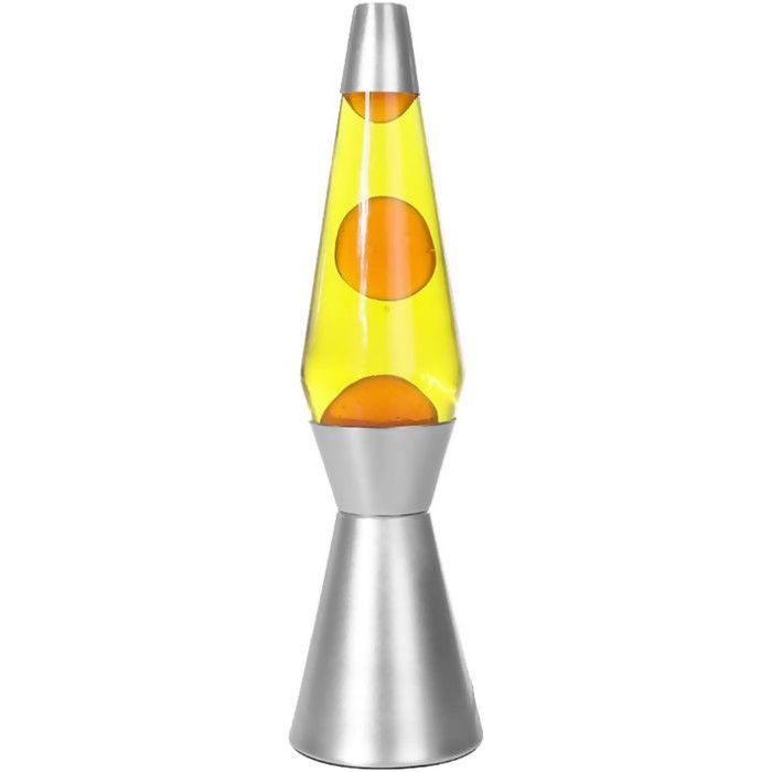 ITotal XL1786 Lampe à Lave 36 cm avec Base Argentée Liquide Jaune et Cire Orange