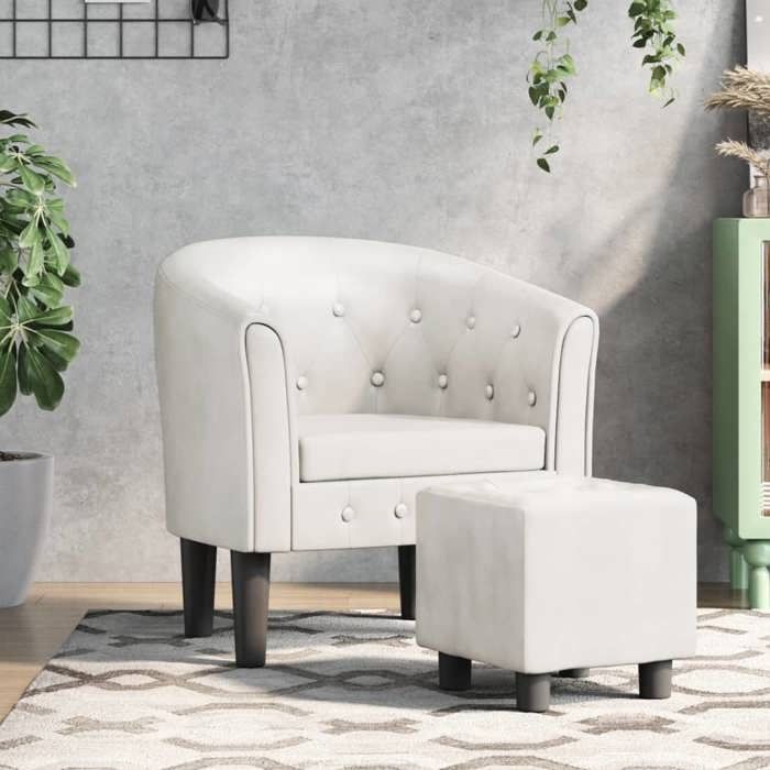 CHEZ JILI*Chaise cabriolet Design Classique - RUIGOU - avec repose-pied blanc similicuir53487