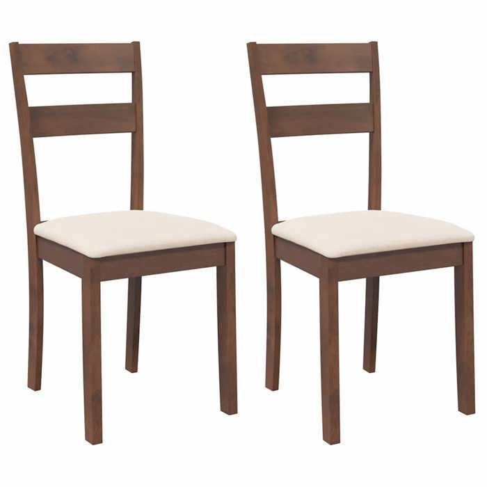 Brun Lot de 2 Chaises à manger coussins - design ergonomique - marron bois massif caoutchouc - cadre en bois Maximum 110 kg