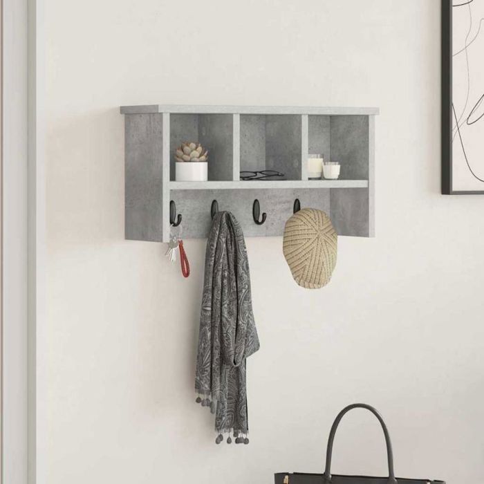 Vestiaire - meuble d entree Vidaxl Porte-manteau mural avec étagère Gris béton 50 x 16 x 26 cm