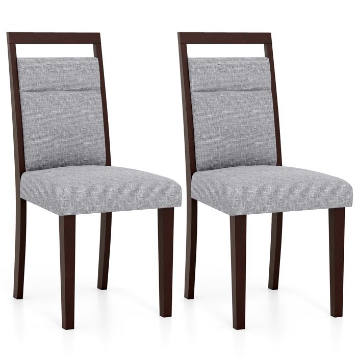 GIANTEX Ensemble de 2 Chaises de Salle à Manger- Assise Rembourrés- Dossier Haut- Pieds en Bois de Caoutchouc- Cuisine Salon- Gris GIANTEX Ensemble de 2 Chaises de Salle à Manger- Assise Rembourrés- Dossier Haut- Pieds en Bois de Caoutchouc- Cuisine Salon- Gris