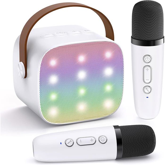 Karaoké enfant avec enceinte Bluetooth, 2 micros sans fil, portable Karaoké enfant avec enceinte Bluetooth, 2 micros sans fil, portable