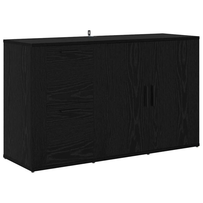 Buffet moderne en bois dingénierie - vidaXL - Chêne Noir - 100x33x595 cm - 2 tiroirs - 2 portes à charnières
