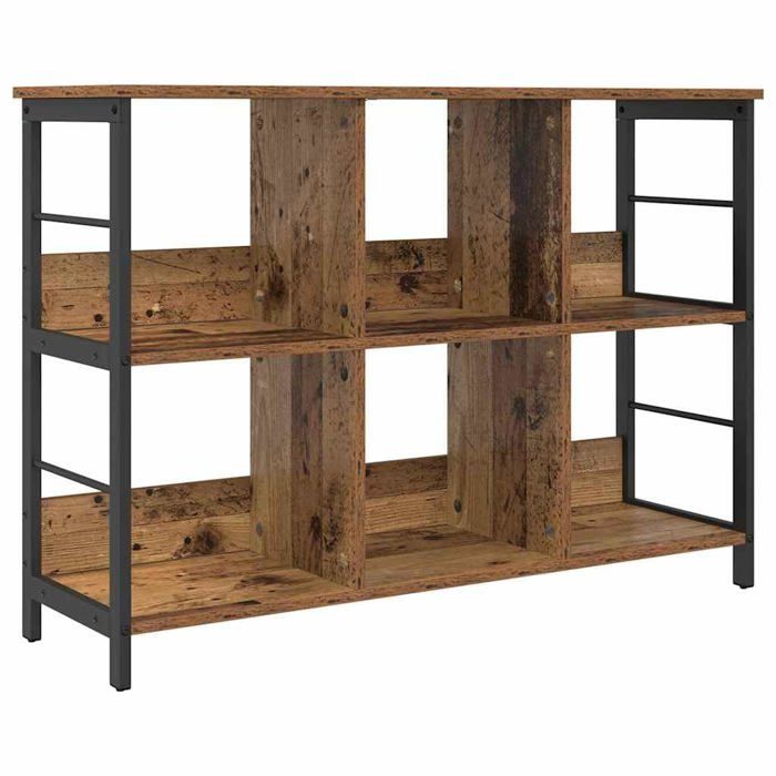 Bibliothèque industrielle - vidaXL - Bois recyclé - 102x32x725 cm - 6 étagères - Autoportante - Pieds réglables
