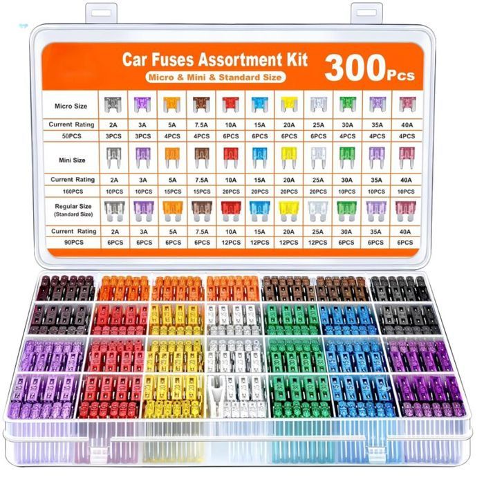 300Pcs Fusible Voiture Set 160 Mini Fusible Auto + 90 Moyenne Fusible Automobile + 50 Micro Fusible + Extracteur - pour Voiture/R