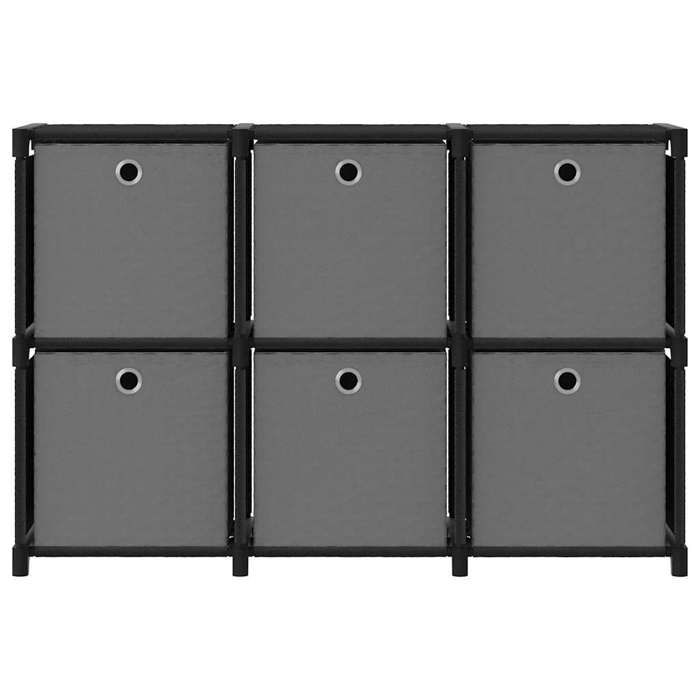 Jilles®Bibliothèque Anti-basculement - CLOUD Cabinet à livres/Étagère Haute daffichage 6 cubes et boîtes Noir 103x30x72 5 cm Tiss